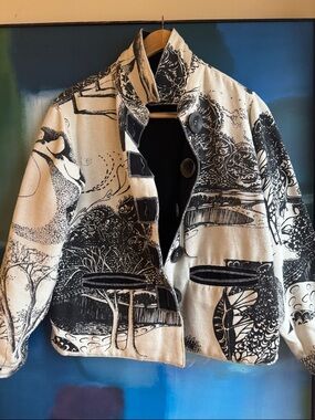 Tribe A People United Black and White Illustration Print Reversible Jacket